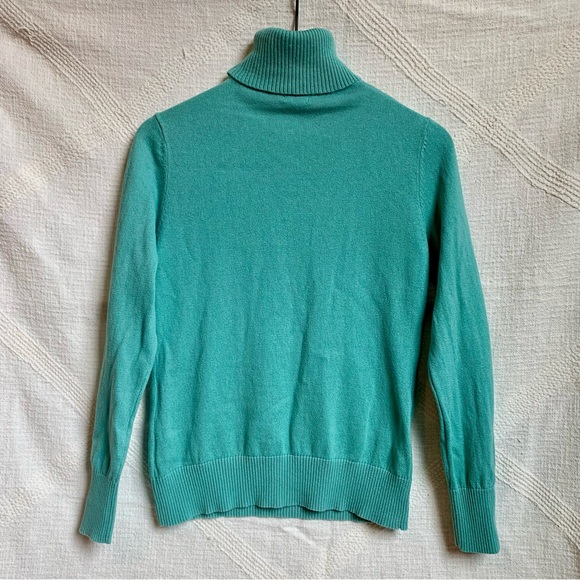LL Bean Bright Blue Cotton & Cashmere Turtle Neck Long Sleeve Pullover Sweater S - Picture 6 of 11